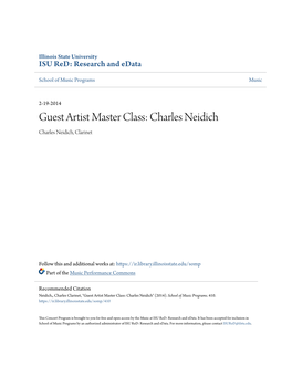 Guest Artist Master Class: Charles Neidich Charles Neidich, Clarinet