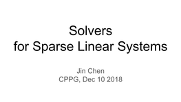 Solvers for Sparse Linear Systems