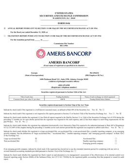 AMERIS BANCORP (Exact Name of Registrant As Specified in Its Charter)