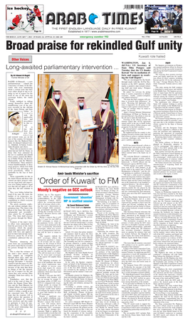 Broad Praise for Rekindled Gulf Unity