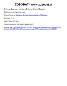 Four New Species of Rhysodini (Coleoptera: Carabidae) With