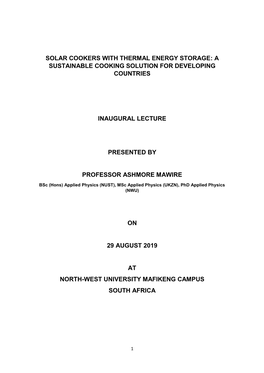 Solar Cookers with Thermal Energy Storage: a Sustainable Cooking Solution for Developing Countries