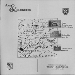 Oudheidkundige Kring Rheden-Rozendaal 1 Verschijnt 4 Keer Per Jaar Stoom Op Een Koninklijke Spoorlijn Nummer 133, September 2001 R.W.P