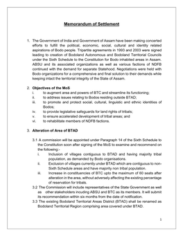 Memorandum of Settlement