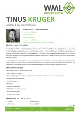 Tinus Kruger Director & Civil Group Manager