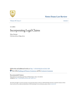 Incorporating Legal Claims Maya Steinitz University of Iowa College of Law