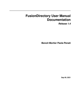 Fusiondirectory User Manual Documentation Release 1.4
