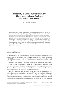 Modernity As an Intercultural Network: Uncertainty and New Challenges in a Global Latin America