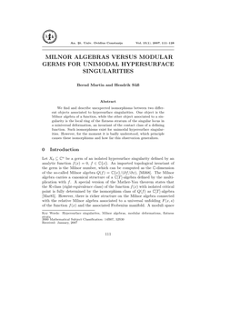 Milnor Algebras Versus Modular Germs for Unimodal Hypersurface Singularities