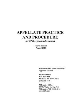 APPELLATE PRACTICE and PROCEDURE for SPD-Appointed Counsel