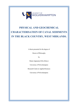 Physical and Geochemical Characterisation of Canal Sediments in the Black Country, West Midlands