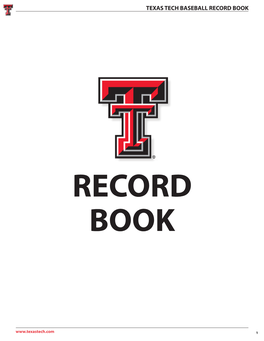 Texas Tech Baseball Record Book