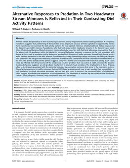 Alternative Responses to Predation in Two Headwater Stream Minnows Is Reflected in Their Contrasting Diel Activity Patterns