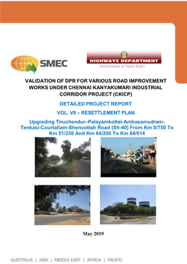 Validation of Dpr for Various Road Improvement Works Under Chennai Kanyakumari Industrial Corridor Project (Ckicp) Detailed Project Report Vol