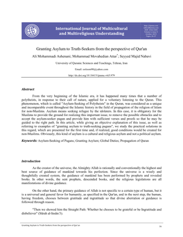 International Journal of Multicultural and Multireligious Understanding Granting Asylum to Truth-Seekers from the Perspective Of
