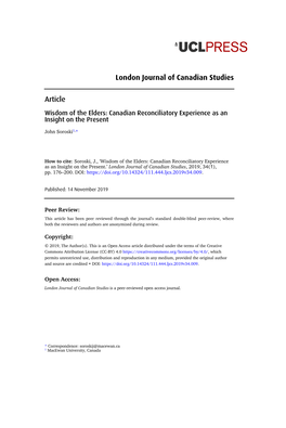 London Journal of Canadian Studies Article