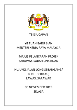 Teks Ucapan MKR YB Tuan Baru Bian 051019.Pdf