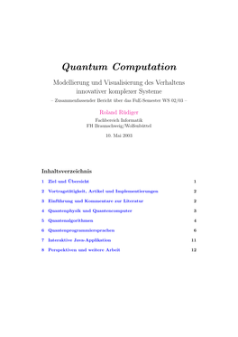 Quantum Computation