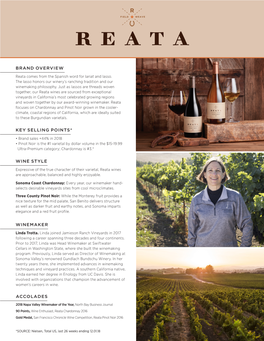 Brand Overview Key Selling Points* Winemaker Wine