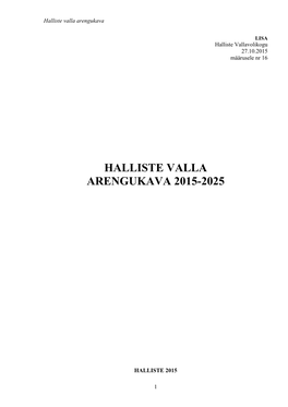 Halliste Valla Arengukava 2015-2025