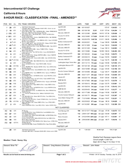 2018 California 8 Hours Classification Final