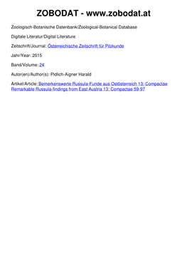 Compactae Remarkable Russula-Findings from East Austria 13: Compactae 59-97 Österr