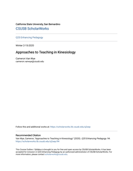 Approaches to Teaching in Kinesiology