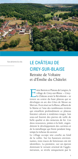 LE CHÂTEAU DE CIREY-SUR-BLAISE Retraite De Voltaire Et D’Émilie Du Châtelet