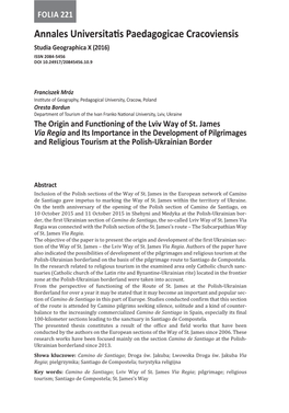 Annales Universitatis Paedagogicae Cracoviensis Studia Geographica X (2016) ISSN 2084-5456 DOI 10.24917/20845456.10.9