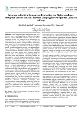 Explicating the Digital-Analogue Metaphor Used in the 2013 Election Campaigns by the Jubilee Coalition in Kenya