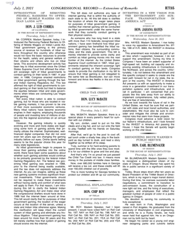 CONGRESSIONAL RECORD— Extensions of Remarks E735 HON