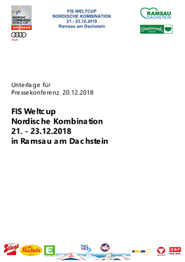 FIS WELTCUP NORDISCHE KOMBINATION 21.- 23.12.2018 Ramsau Am Dachstein