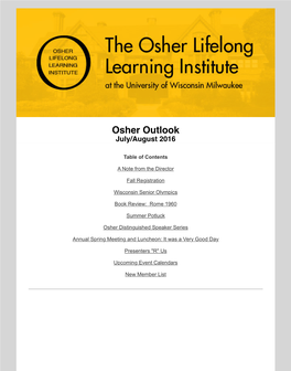 Osher Outlook July/August 2016