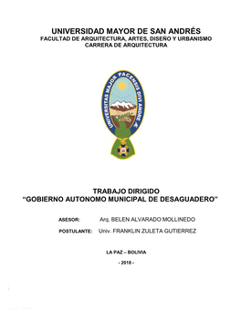 Trabajo Dirigido “Gobierno Autonomo Municipal De Desaguadero”