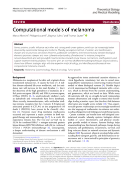 Computational Models of Melanoma Marco Albrecht1, Philippe Lucarelli1, Dagmar Kulms2 Andthomassauter1*