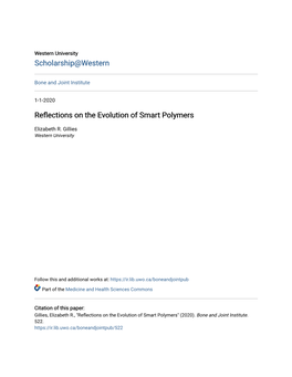 Reflections on the Evolution of Smart Polymers