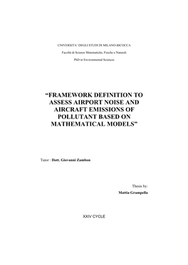 “Framework Definition to Assess Airport Noise and Aircraft Emissions of Pollutant Based on Mathematical Models”