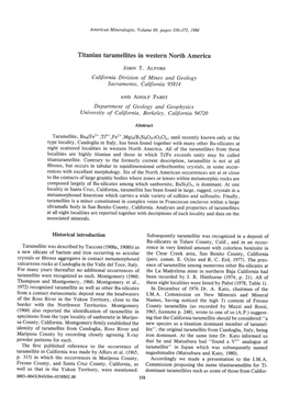 Titanian Taramellites in Western North America