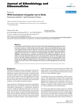 Journal of Ethnobiology and Ethnomedicine Biomed Central