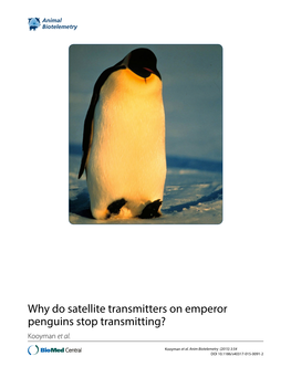 Why Do Satellite Transmitters on Emperor Penguins Stop Transmitting? Kooyman Et Al