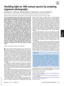 Shedding Light on 19Th Century Spectra by Analyzing Lippmann Photography