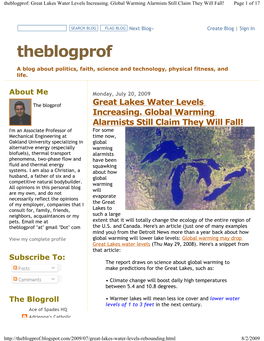 Theblogprof: Great Lakes Water Levels Increasing