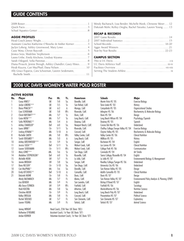 2008 Uc Davis Women's Water Polo Roster Guide Contents