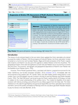Suspension of Article 370: Assessment of Modi's Kashmir