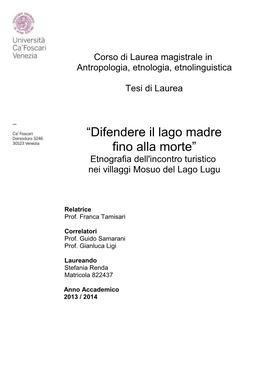 Etnografia Dell'incontro Turistico Nei Villaggi Mosuo Del Lago Lugu