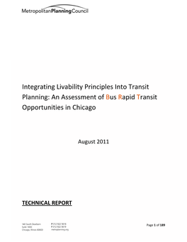 Route Evaluation for Bus Rapid Transit in Chicago, Illinois