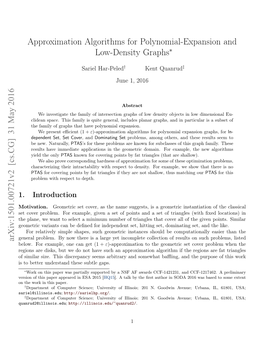 Approximation Algorithms for Polynomial-Expansion and Low-Density Graphs Arxiv:1501.00721V2 [Cs.CG] 31 May 2016