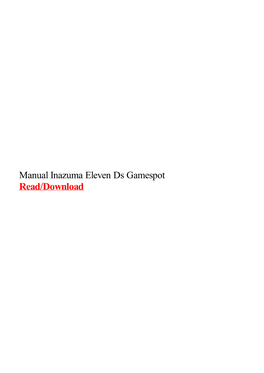 Manual Inazuma Eleven Ds Gamespot