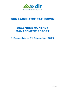 December 2019 Monthly Management Report