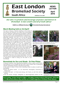 ELBS Newsletter APRIL 2016